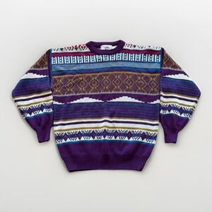 Vintage Carolina Bay Sweater Womens M Knit Crewneck Pullover 90s Retro Fair Isle